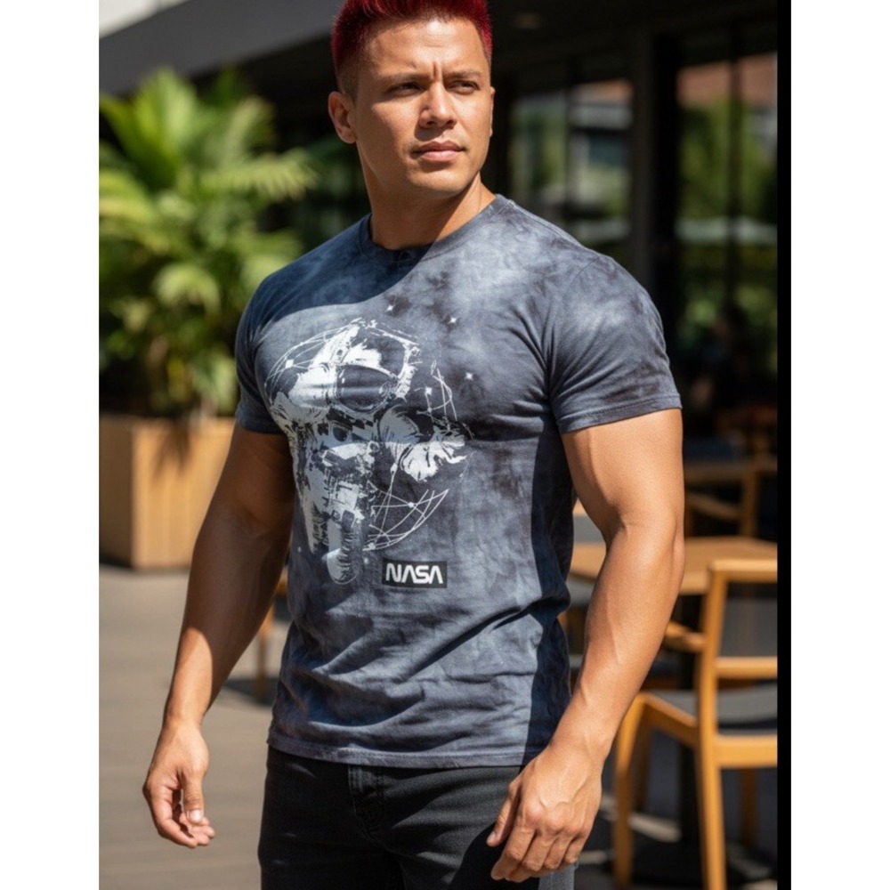 NEW NASA C-Life Astronaut Tie Dye Gray Cotton Graphic T-shirt Tee XL